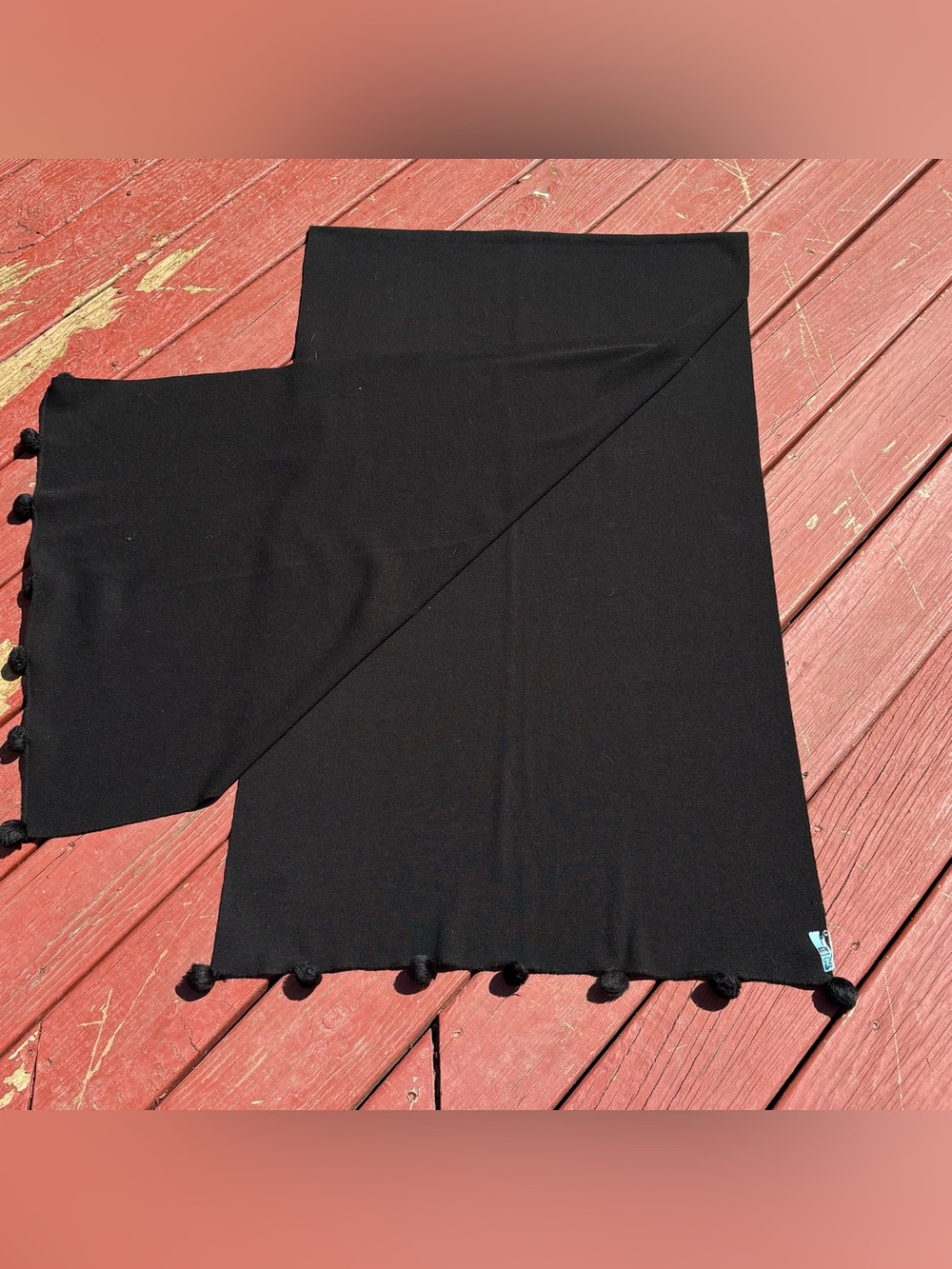 Unbranded Black Womens Shaw/Wrap With Pom Pom’s